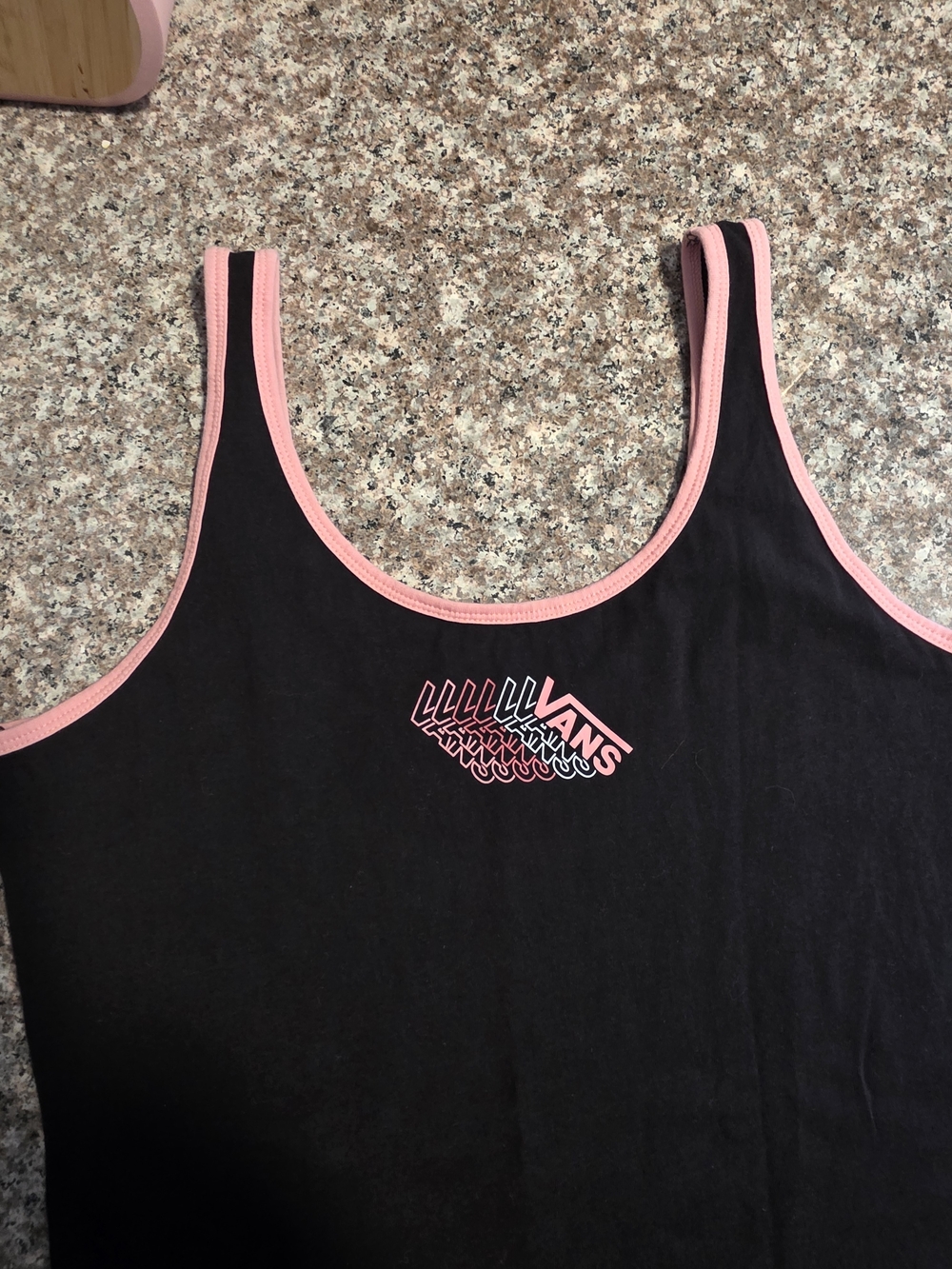 Vans Women's Black Tank Top with Pink Trim